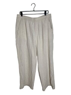 Old Navy High Rise Wide Leg Linen Blend Pants Oatmeal Beige Large